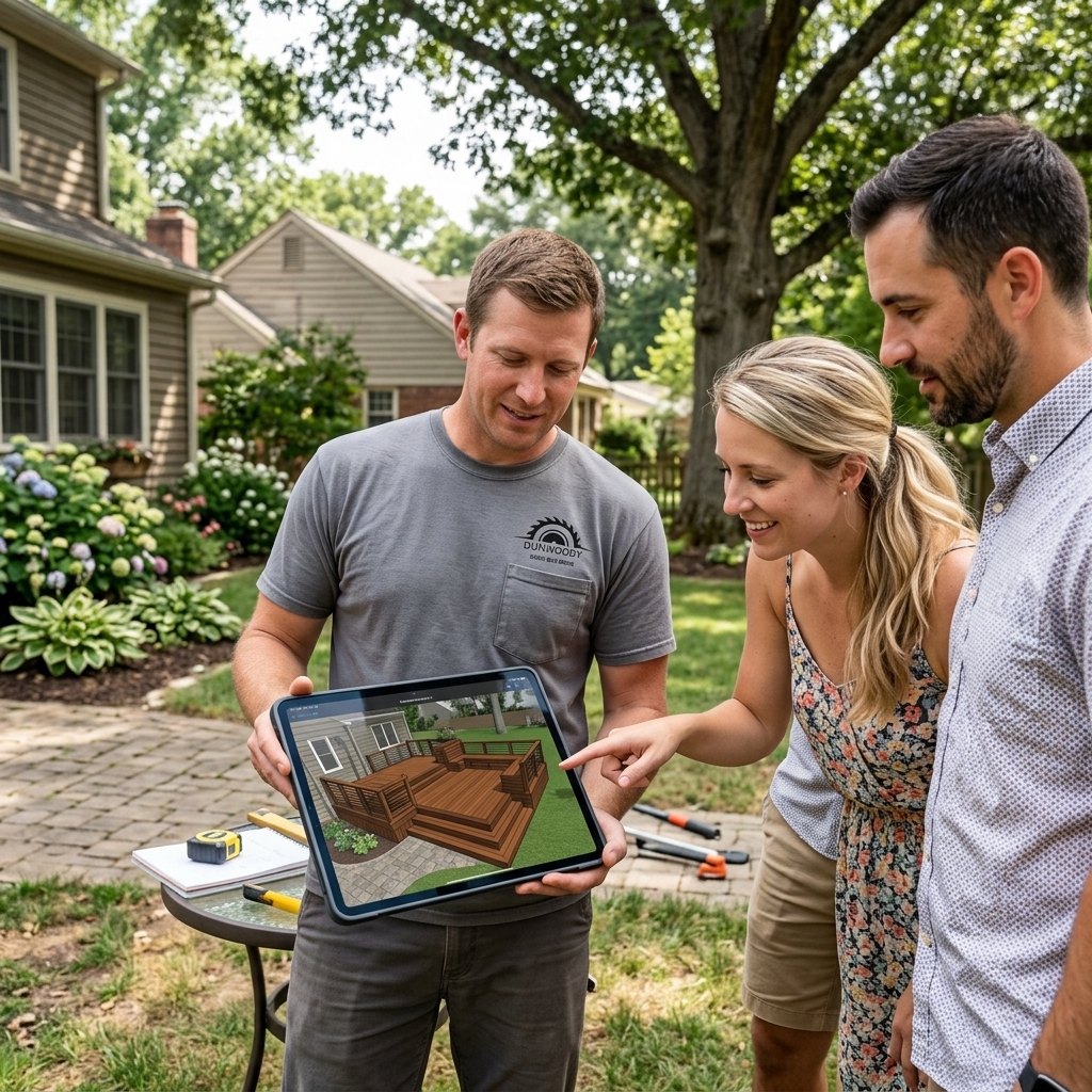 Deck design consultation with a homeowner in Buckhead GA